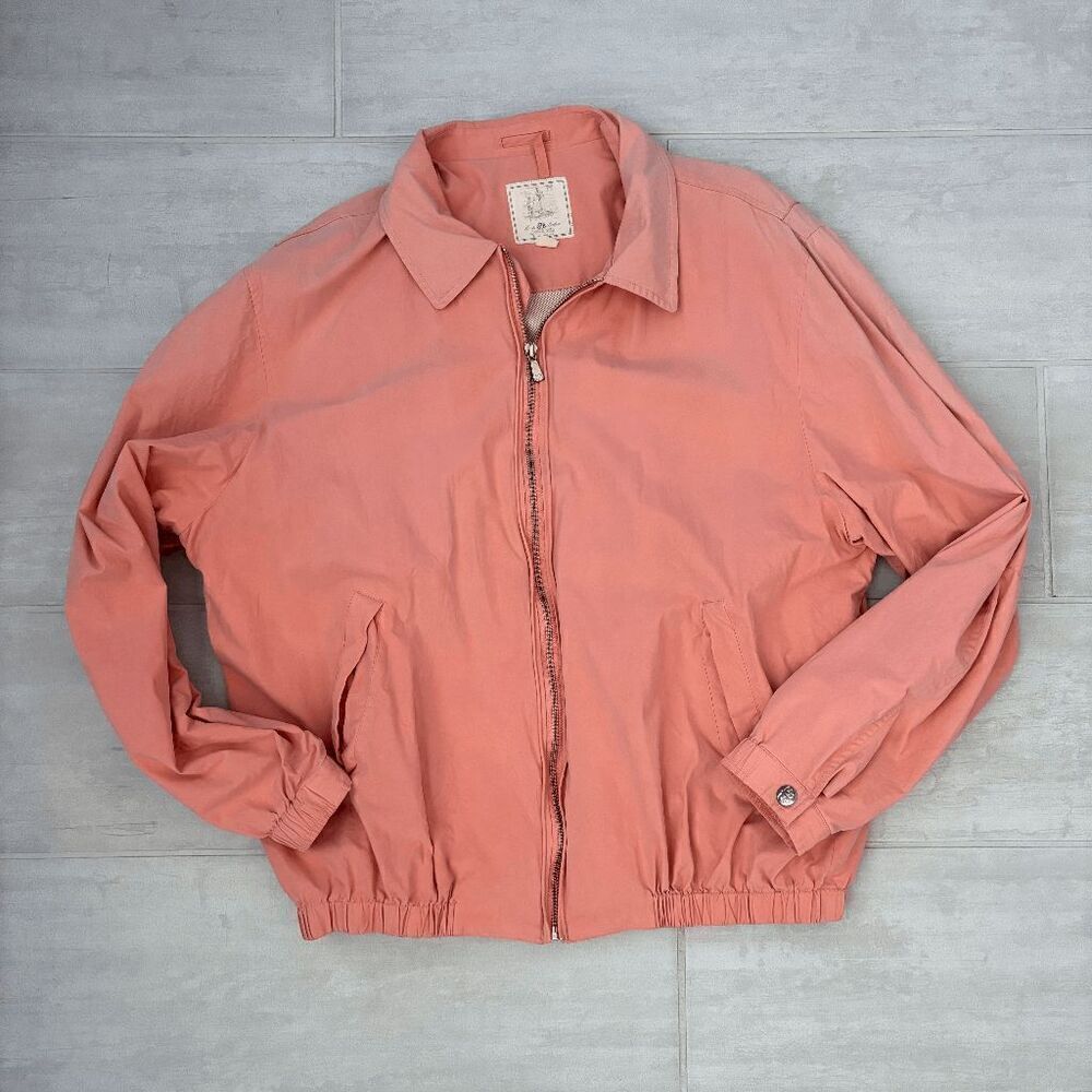 Brooks Brothers Coat 100% Silk Pink Pockets Collared Large Zipper Short Cottage